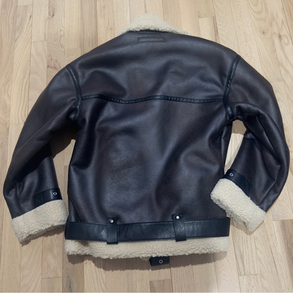 Zara Dark Brown Jacket with Cream Shearling - Picture 3 of 8